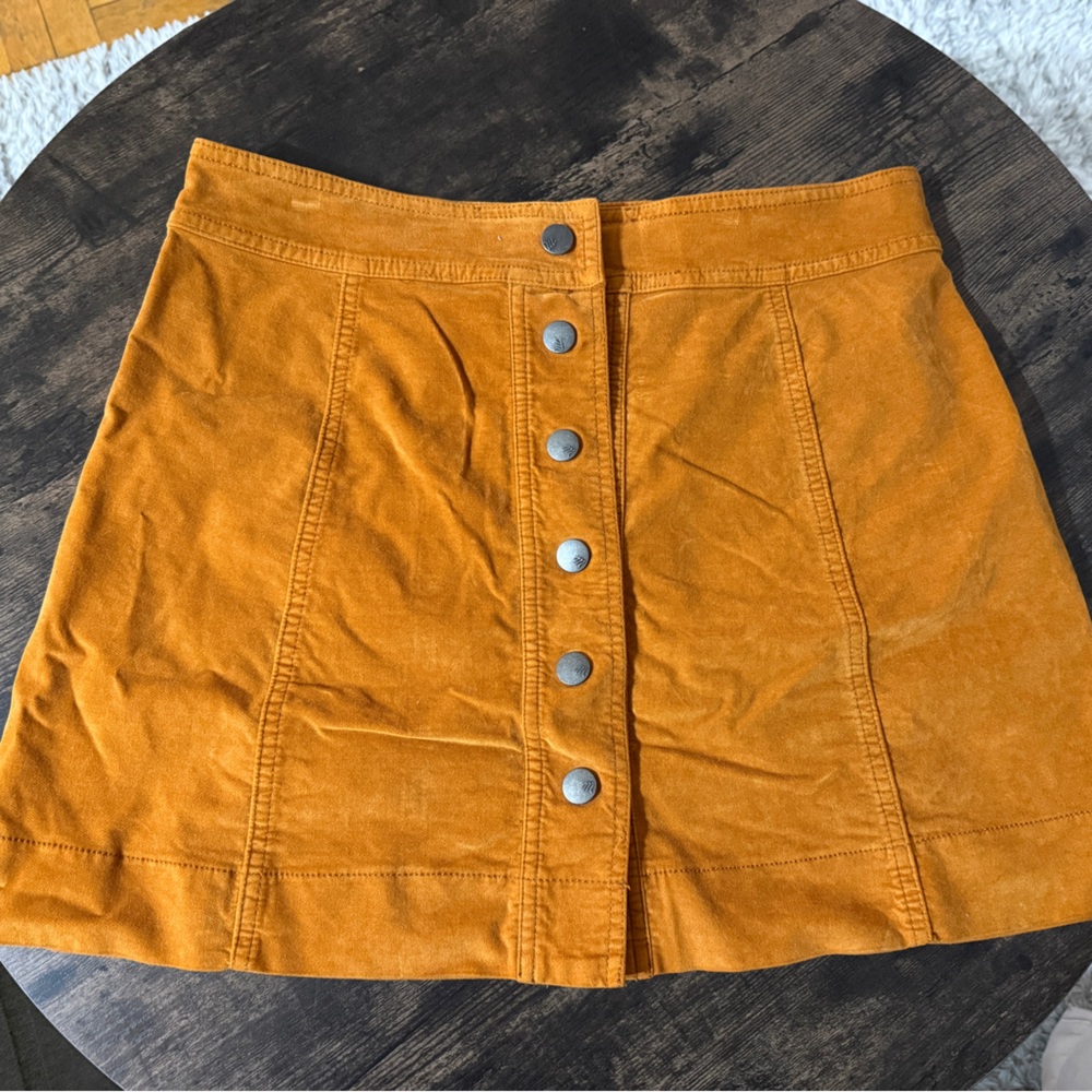 Madewell Orange Mini Skirt with Button Front